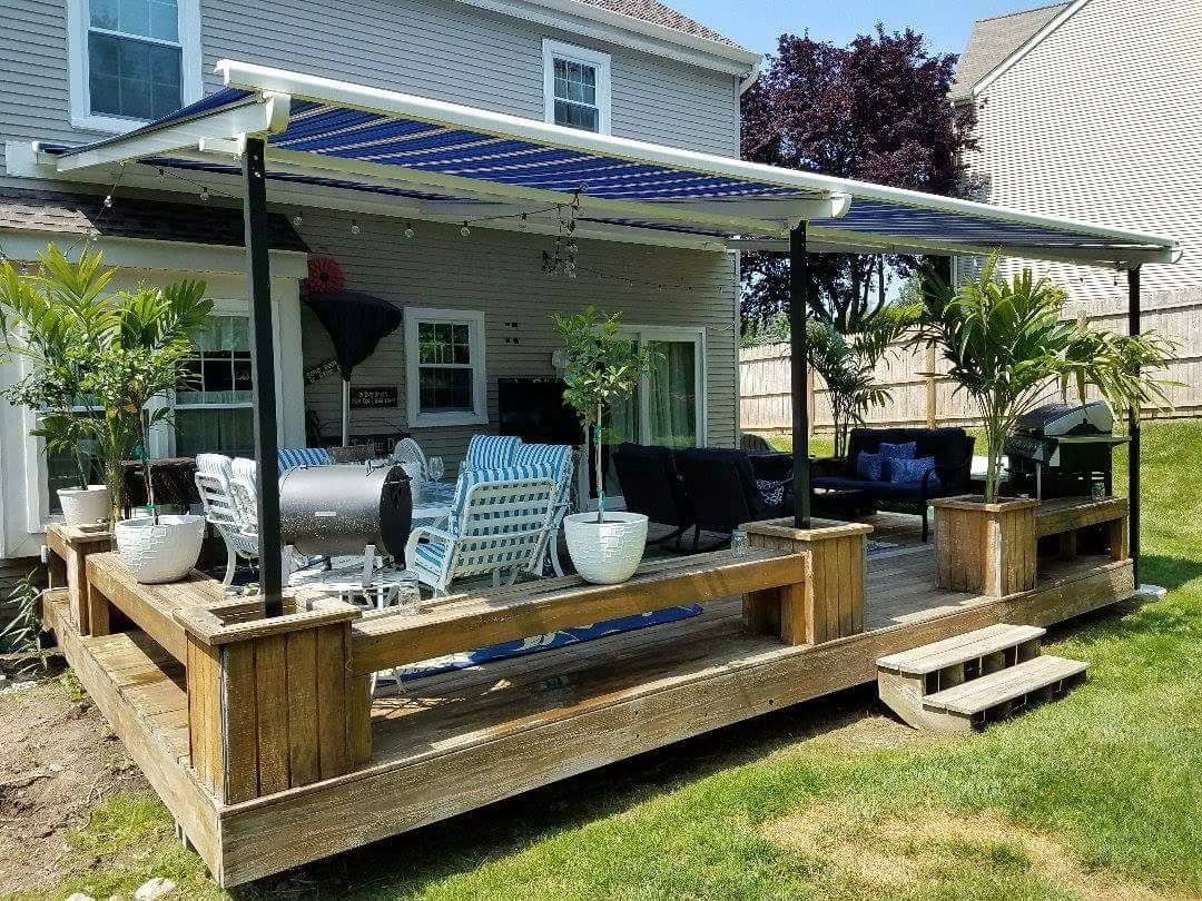 Shield Your Deck From The Elements With A Retractable Pergola Awning Sunny porch covered by retractable awnings - Shield Your Deck From The Elements With A Retractable Pergola Awning