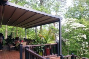 The pergola awning with the fabric deployed is the best awning for sun, wind & rain. Pergola awning is best for sun, wind & rain - this pergola awning was installed by Milanese Remodeling in Pottstown, PA