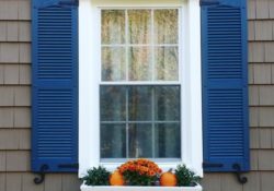 Window, shutters, mantle, shake siding and window flower box by Milanese Remodeling, Chester County, PA