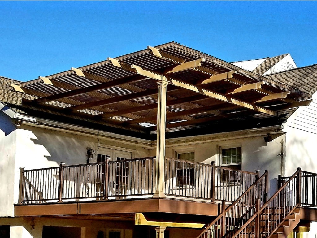 Pergola with Motorized Louvers for Sun, Rain & Snow Protection
