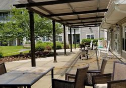 Another shot of an awning with motorized louvres.
