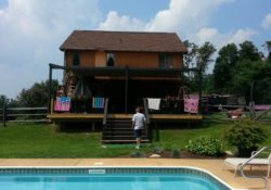 Brown pergola by the pool