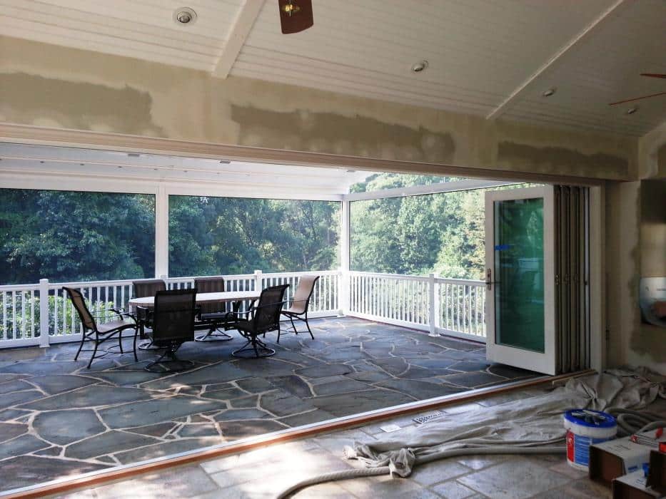 Large patio doors leading to deck