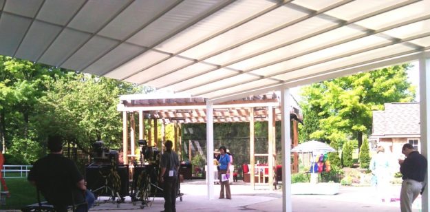 QVC Outdoor Television Studio with Largest Retractable Awning in USA