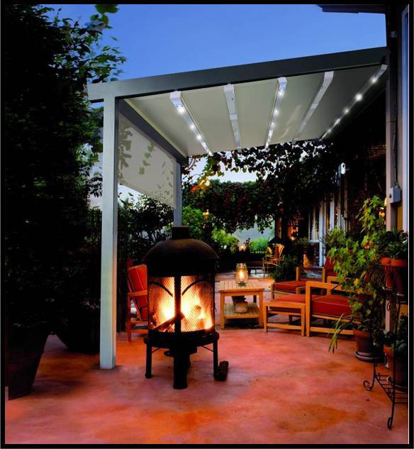 European Style Pergola Awning - The GENNIUS is the only rainproof, windproof motroixed retractable awning and only available at Milanese Remodeling