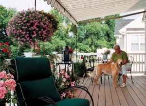 A Dog's Life in Coatesville, Chester County Backyard. Retractable Awning over the Axek Deck - Great for the Dog Days of Summer