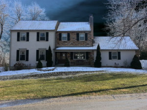Front of a house with snow