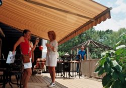 party under a retractable awning