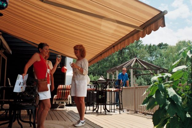 party under a retractable awning