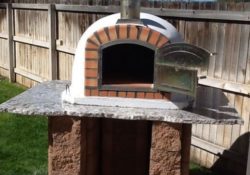 Outdoor brown brick oven