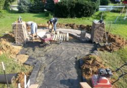 First step is the sub base and the sitting wall foundation