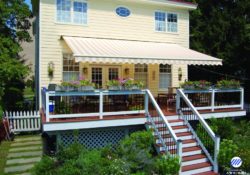 Deck with yellow awning
