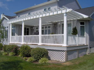 White deck with awning