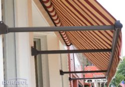 Wooden awning over windows