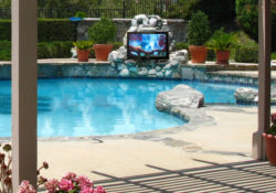 With Poolside Outdoor Television you can watch TV while you cool off in the water!