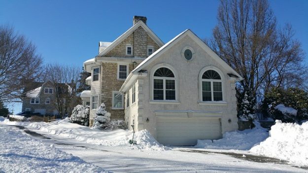 house with snow outside