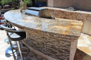 Marble top outside bar with seating